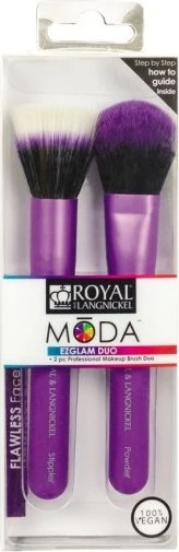 royal-langnickel-moda-duo-ezglam-flawless-face-set-pinela-makigiaz-2tmx EZGLAM DUO FLAWLESS FACE BRUSH KIT MODA ROYAL BRUSH - Image 1